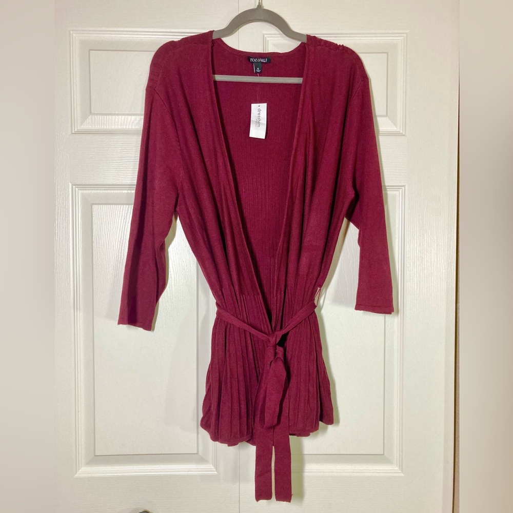 Burgundy knit cardigan Roz&Ali NWT